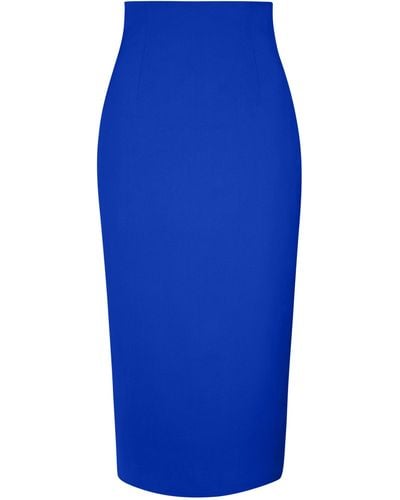 Tia Dorraine Royal Azure High-waist Pencil Midi Skirt - Blue