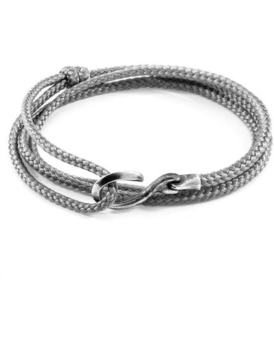 Anchor and Crew Classic Heysham Silver & Rope Bracelet - Gray
