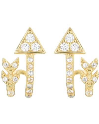 KAMARIA Arrow huggie Earrings With Crystals - Metallic