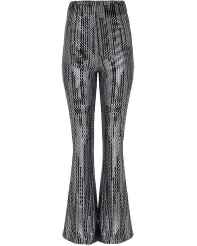 Nocturne High Waisted Flare Trousers - Grey