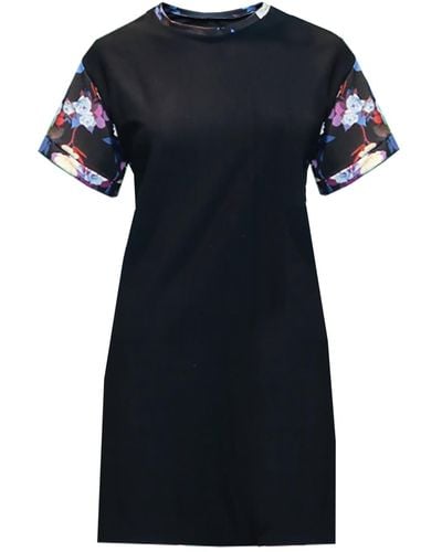 Sophie Cameron Davies Floral T-shirt Cotton Dress - Black