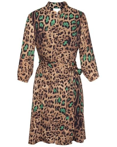 Gosia Orlowska Leopard Print Button Up Dress - Brown