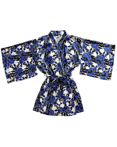 Emma Wallace Papaver Dressing Gown - Blue