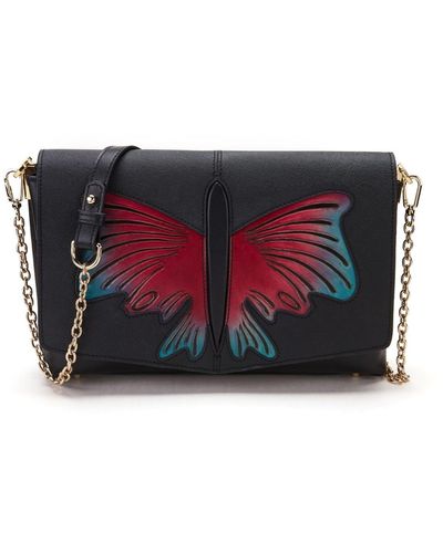 Bellorita Butterfly Crossbody Leather Bag - Red