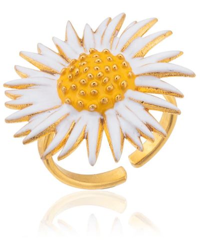 Milou Jewelry Sunflower Adjustable Ring - White