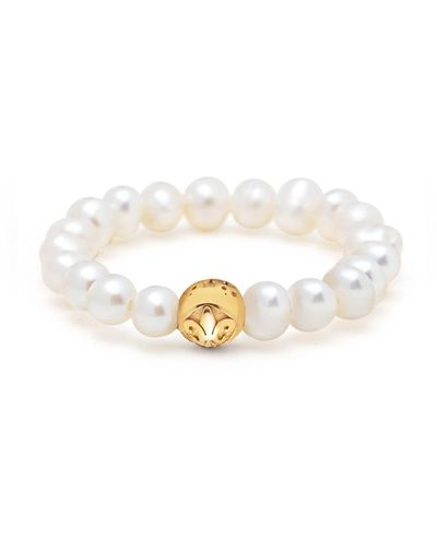 Nialaya Beaded Pearl Ring - White