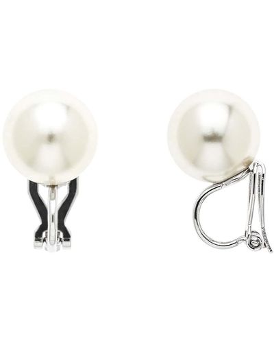 Emma Holland Jewellery Faux Pearl & Platinum Clip On Earrings - White