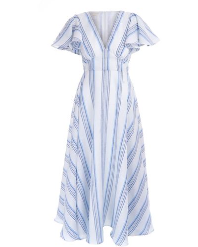 Sofia Tsereteli Long Linen Dress - Blue