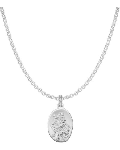Dower & Hall St. Christopher Story Necklace - Metallic