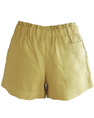 Larsen and Co Pure Linen Majorca Shorts In Buttermilk - Green