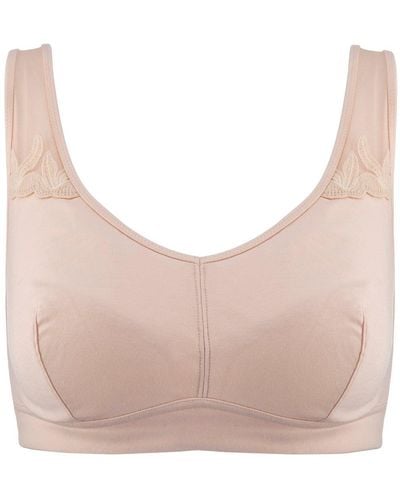 Juliemay Lingerie Ornate- Comfort Silk & Organic Cotton Non Wired Bra In Peach Pink