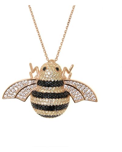 Cosanuova Rose Gold Plated Sterling Silver Busy Bee Necklace - Metallic
