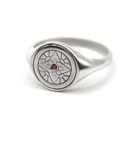 VicStoneNYC Fine Jewelry Natural Red Diamond Flower Ring - Metallic