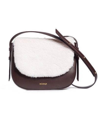 Mianqa Gala Vegan Apple Leather Faux Fur Crossbody Bag White - Brown