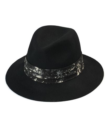 Justine Hats Wide Brim Felt Fedora Hat - Black