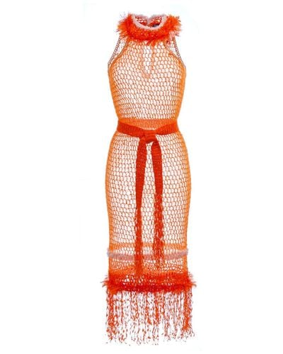 Andreeva Orange Rose Handmade Knit Dress