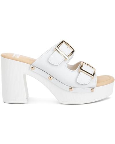 Rag & Co Kenna Dual Buckle Strap Sandals In - White