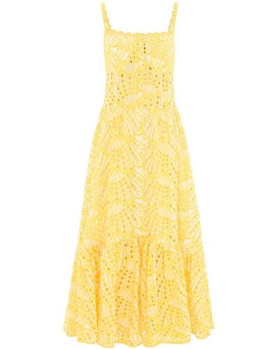Hortons England The Cannes Broderie Dress Yellow