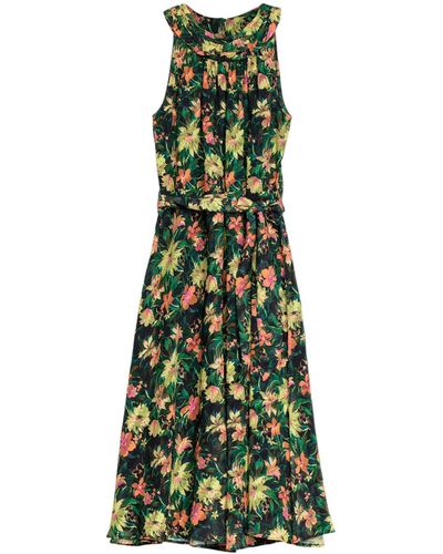 Niza Midi Halter Dress With Floral Print - Green