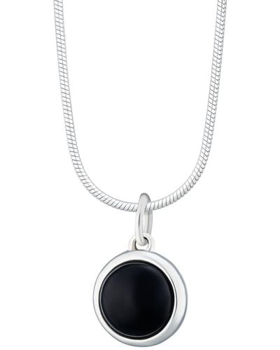 Lily Charmed Sterling Black Onyx Touchstone Necklace With Slim Snake Chain - White