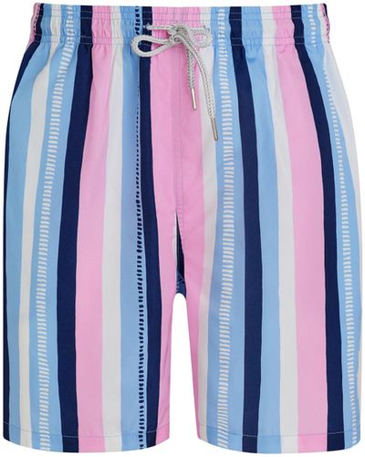 Robert & Son Pink Multistripe Swim Shorts - Blue