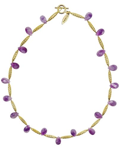 Farra Teardrop Amethyst Collar Necklace - Multicolour