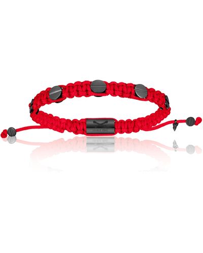 Double Bone Bracelets Black Pvd Amore Screws With Polyester Bracelet - Red