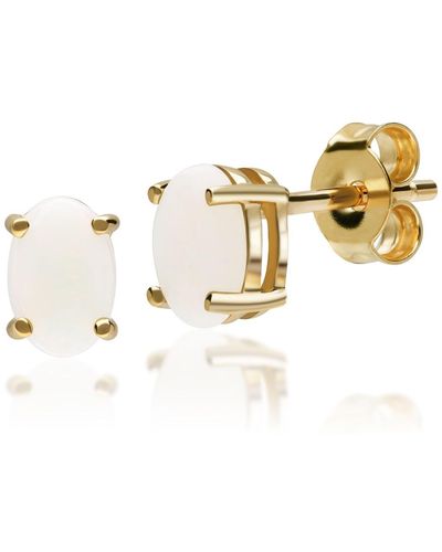 Gemondo Classic Opal Oval Stud Earrings In Gold - White