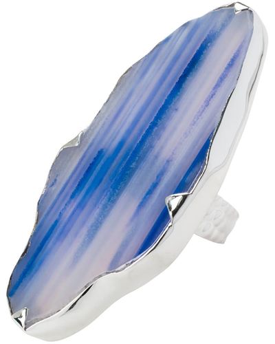 YAA YAA LONDON Sterling Silver Grande Blue Lavender Gemstone Adjustable Ring