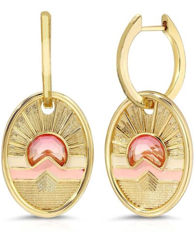 Glamrocks Jewelry Tequila Sunrise Charm Hoop Earrings - Multicolor