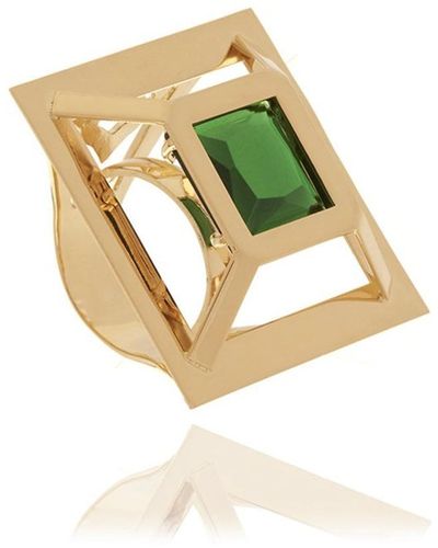 Georgina Jewelry Gold Emerald Square Ring - Metallic
