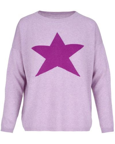 At Last Cashmere Mix Jumper In Lilac With Purple Star