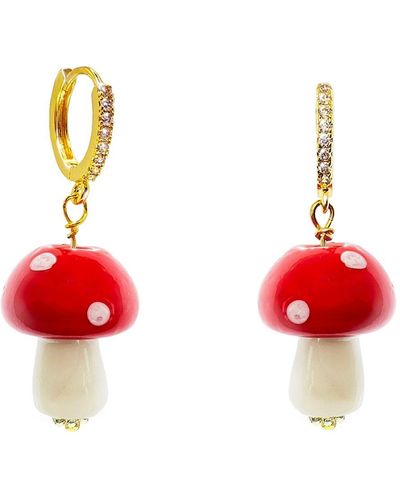 Ninemoo Mushrooms Hoops Earring - Red