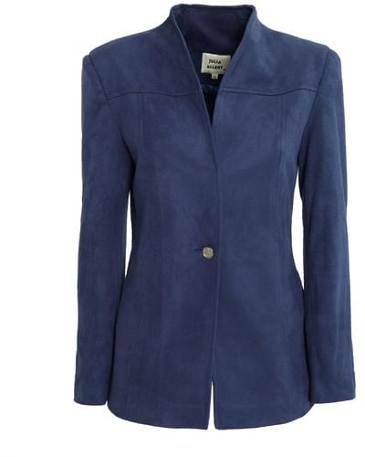 Julia Allert Suede Elegance Tailored Blazer - Blue