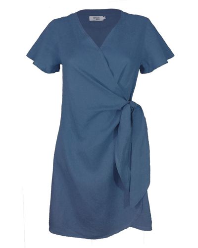 Larsen and Co Pure Linen Lucca Wrap Dress In Cobalt - Blue