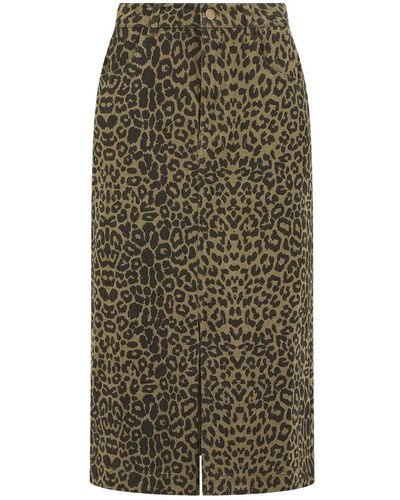 Nooki Design Frankie Denim Skirt In Khaki Leopard Print - Green