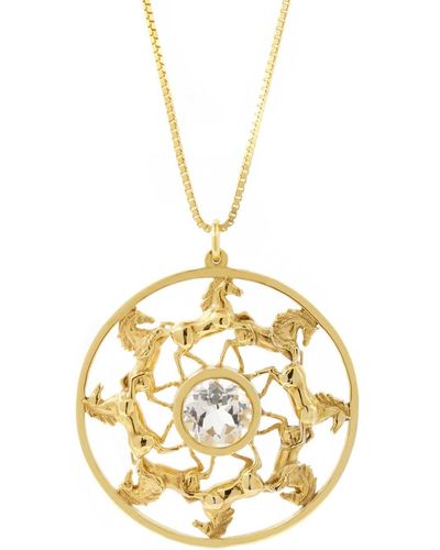 Lee Renee Wild Horses Topaz Medallion Necklace - Metallic