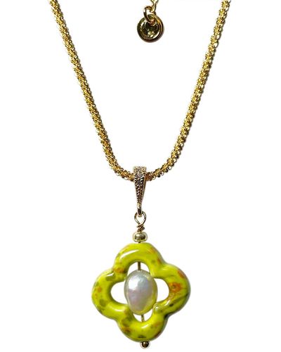 Ninemoo Ceramic Transit Pearl Long Necklace - Yellow