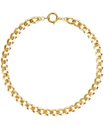 Undefined Jewelry 22k Vermeil Classic Cuban Flat Curb Chain Necklace - Metallic