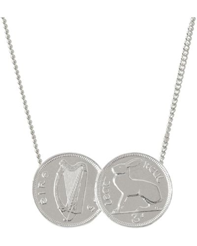 Katie Mullally 3d Double Irish Coin Necklace In - Grey