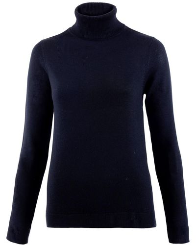 Paul James Knitwear S Pure Harriet Extra Fine Merino Wool Roll Neck Sweater - Blue