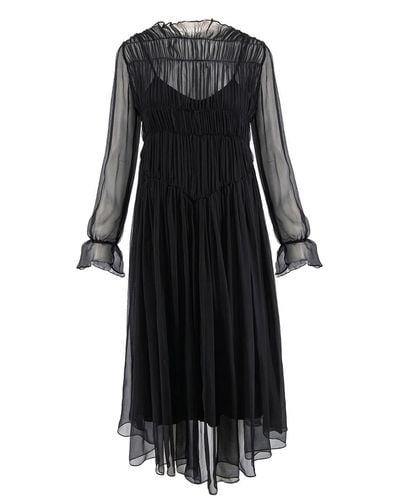 Framboise Christina Midi Silk Dress - Black