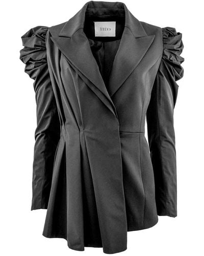 Theo the Label Aphrodite Taffeta Evening Designer Jacket - Black