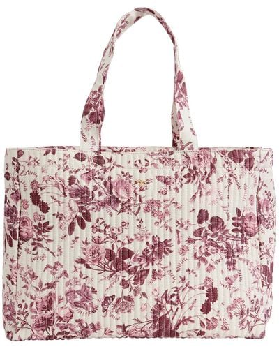 Fable England Fable Rambling Rose Tote Burgundy - Pink