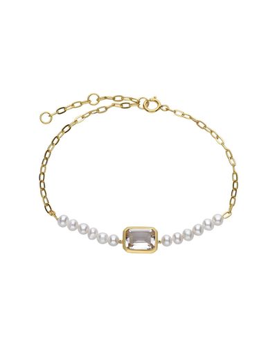 Gemondo Ecfew Gold Plated Silver Topaz & Pearl Chain Bracelet - White