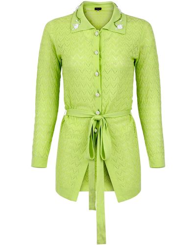 Andreeva Lime Cashmere Shirt With Embroidery - Green