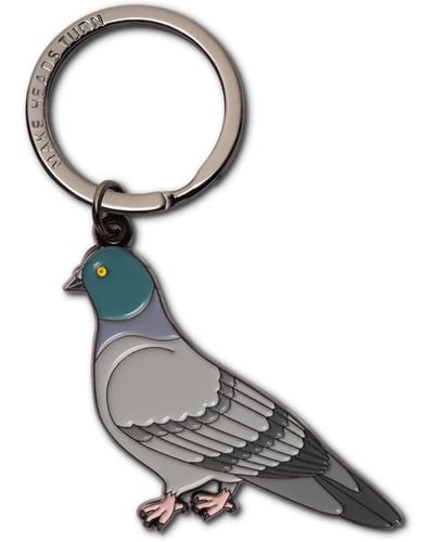 Make Heads Turn Enamel Keychain Pigeon - Metallic