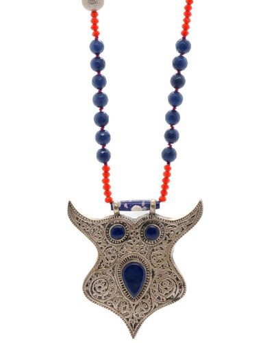 Ebru Jewelry Night Owl Necklace - White