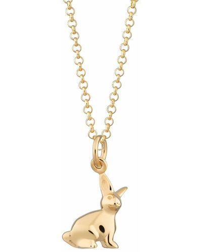 Lily Charmed Plated Bunny Necklace - Metallic