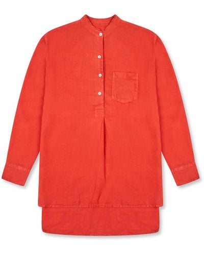 Burrows and Hare Linen Tunic Shirt - Red